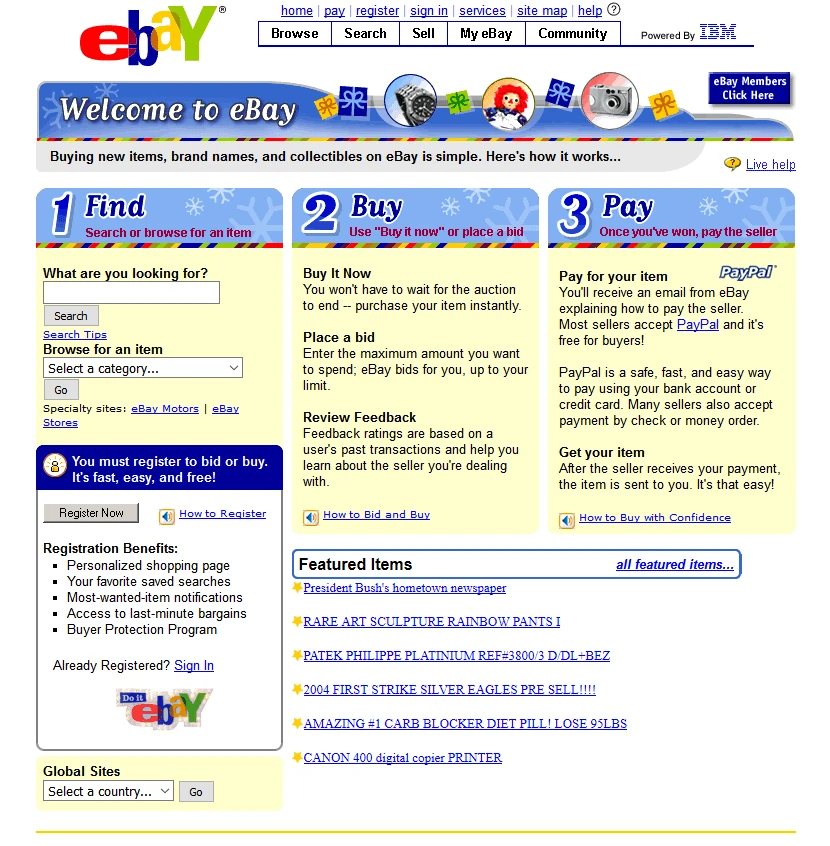 ebay front page, circa 2003.
